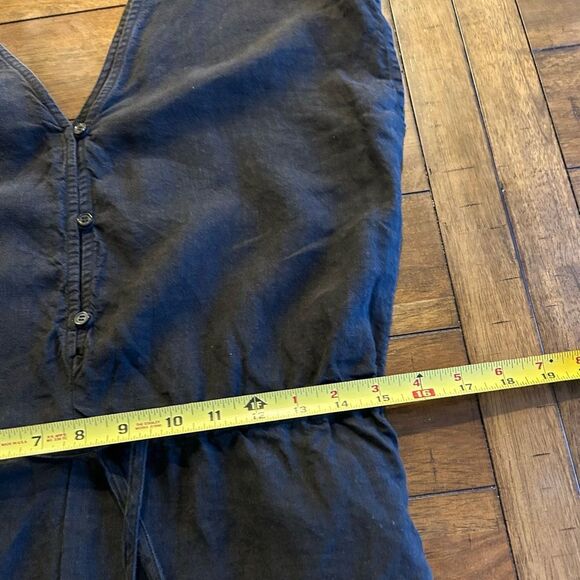 Cloth & Stone Black 100% Linen Short Sleeve Jumpsuit Size Medium Style C6239 - Picture 8 of 12